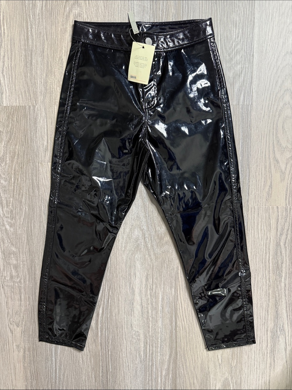 Glossy Black Patent Skinny Pants - Women's Shiny Tapered Fit